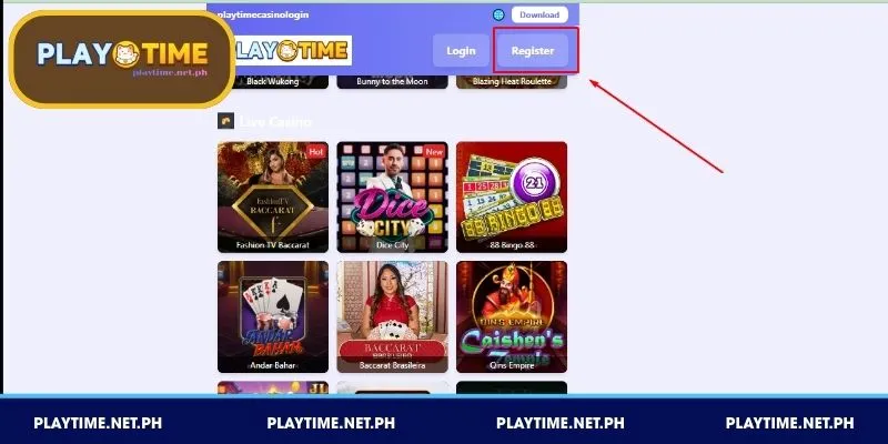 Magrehistro sa PLAYTIME para sa mabilis na pagpasok
